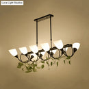 GobekUsa Traditional Milky Glass Pendant Light Fixture - 6/8/10 Lights - Black Hanging Lamp Kit
