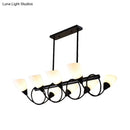 GobekUsa Traditional Milky Glass Pendant Light Fixture - 6/8/10 Lights - Black Hanging Lamp Kit