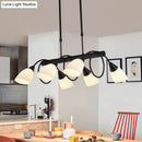 GobekUsa Traditional Milky Glass Pendant Light Fixture - 6/8/10 Lights - Black Hanging Lamp Kit