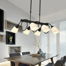 GobekUsa Traditional Milky Glass Pendant Light Fixture - 6/8/10 Lights - Black Hanging Lamp Kit