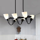 GobekUsa Traditional Milky Glass Pendant Light Fixture - 6/8/10 Lights - Black Hanging Lamp Kit