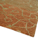 Traditional Olive, Brown, Rust and Beige 5x8 Handloom Wool and Art Silk Area Rug