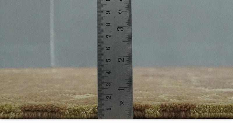 Traditional Olive, Brown, Rust and Beige 5x8 Handloom Wool and Art Silk Area Rug