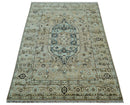 Traditional Oriental Design Beige Hand knotted 6x8.7 Wool Area Rug