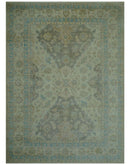 Traditional Oriental Design Blue And Beige Hand Knotted 8.5x11 Wool Area Rug
