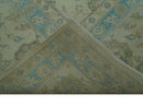 Traditional Oriental Design Blue And Beige Hand Knotted 8.5x11 Wool Area Rug