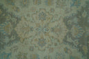 Traditional Oriental Design Blue And Beige Hand Knotted 8.5x11 Wool Area Rug