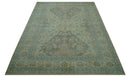 Traditional Oriental Design Blue And Beige Hand Knotted 8.5x11 Wool Area Rug