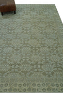 Traditional Oriental Design Brown, Blue And Beige Hand Knotted 6x8 Wool Area Rug