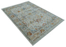 Traditional Oriental Design Silver And Rust Machine Woven 4x5.7 Polyester Area Rug