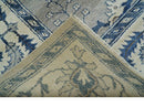 Traditional Oriental Gray And Blue Hand knotted Art Silk Area Rug
