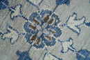Traditional Oriental Gray And Blue Hand knotted Art Silk Area Rug