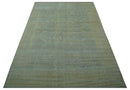 Traditional Oushak Beige And Blue 10x14 Hand Knotted Wool Area Rug