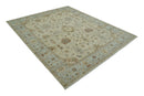 Traditional Oushak  Beige, Brown And Blue 8X10 Hand Knotted wool rug