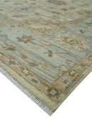 Traditional Oushak  Beige, Brown And Blue Hand Knotted Custom Made Wool rug