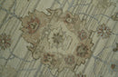 Traditional Oushak  Beige, Brown And Blue Hand Knotted Custom Made Wool rug