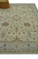 Traditional Oushak  Beige, Brown And Blue Hand Knotted Custom Made Wool rug