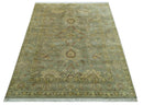 Traditional Oushak Design Antique Green And Brown  6x9 Hand Knotted Wool Rug