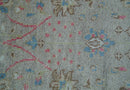 Traditional Oushak Design Beige And Blue 4x6 Hand knotted Wool Area Rug