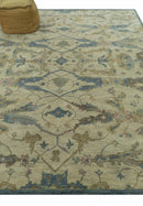 Traditional Oushak Design Beige And Blue Hand Tufted 8x10 Wool Area Rug by The Rug Decor