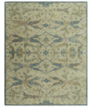 Traditional Oushak Design Beige And Blue Hand Tufted 8x10 Wool Area Rug by The Rug Decor
