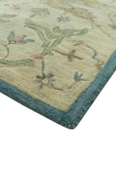 Traditional Oushak Design Beige And Blue Hand Tufted 8x10 Wool Area Rug by The Rug Decor