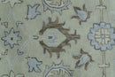 Traditional Oushak Design Beige And Blue Hand Tufted Custom Made Wool Rug