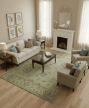 Traditional Oushak Design Beige And Gray Hand Knotted 9x12 Wool Area Rug