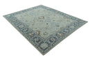 Traditional Oushak Design Beige, Blue And Silver 8x10 Hand Tufted Wool Area Rug