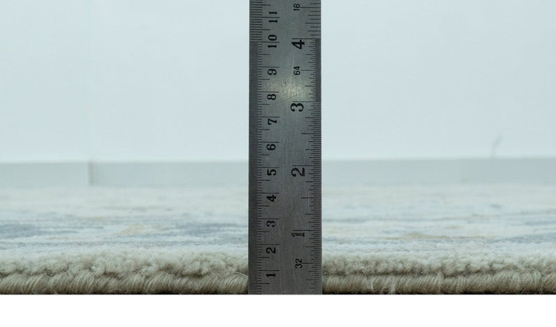 Traditional Oushak Design Beige, Blue And Silver 8x10 Hand Tufted Wool Area Rug