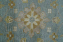 Traditional Oushak Design Blue And Beige 10x14 Hand Knotted Wool Rug
