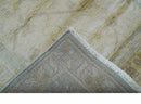 Traditional Oushak Design Blue And Beige 12x15 Hand Knotted Wool Rug