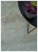 Traditional Oushak Design Blue And Beige 12x15 Hand Knotted Wool Rug