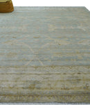Traditional Oushak Design Blue And Beige 12x15 Hand Knotted Wool Rug