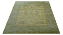 Traditional Oushak Design Blue And Beige Hand Knotted 10x10 Wool Area Rug
