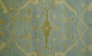 Traditional Oushak Design Blue And Beige hand Knotted 8x8 Wool Area Rug