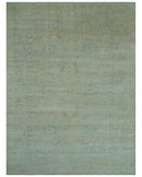 Traditional Oushak Design Blue And Beige Hand Knotted 9x12 Wool Area Rug
