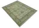 Traditional Oushak Design Blue And Beige Hand Knotted 9x12 Wool Area Rug