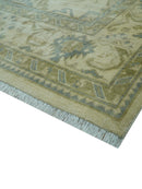Traditional Oushak Design Blue And Beige Hand Knotted 9x12 Wool Area Rug