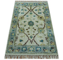 Traditional Oushak Design Blue And Ivory 2x3 Hand knotted Wool Area Rug by The Rug Decor