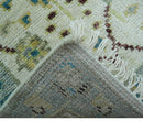 Traditional Oushak Design Blue And Ivory 2x3 Hand knotted Wool Area Rug by The Rug Decor