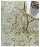 Traditional Oushak Design Blue, Brown And Gray 6X9 Hand Knotted wool rug