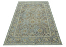Traditional Oushak Design Blue, Brown And Gray 6X9 Hand Knotted wool rug