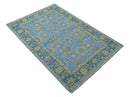 Traditional Oushak Design Blue Hand knotted 6x9 Wool Area Rug
