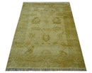 Traditional Oushak Design Brown And Beige Hand Knotted 4x6 Wool Area Rug