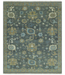 Traditional Oushak Design Charcoal And Camel Hand Knotted Custom Made Wool rug
