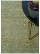 Traditional Oushak Design Green And Blue 11.5x14.6 Hand Knotted Wool Area Rug