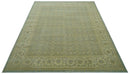 Traditional Oushak Design Green And Blue 11.5x14.6 Hand Knotted Wool Area Rug