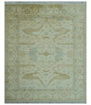Traditional Oushak Design Ivory And Brown Hand Knotted 8x10 Wool Area Rug