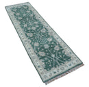 Bloom Traditional Oushak Design Teal 2.6x8.6 Hand Knotted Wool Rug